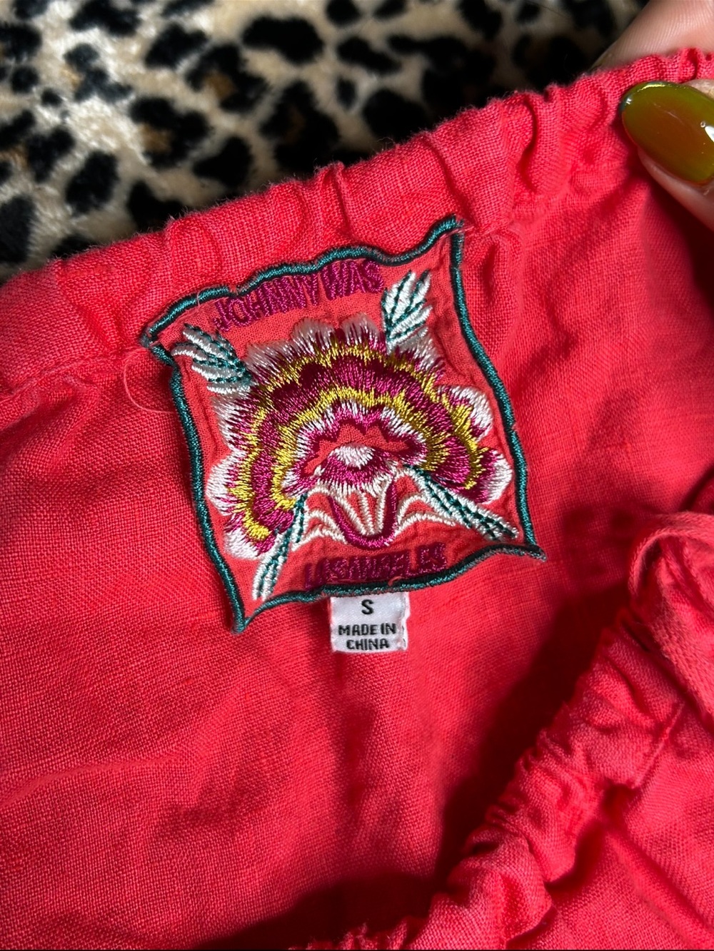 Johnny Was Coral Embroidered Boho Peasant Blouse Top Size S - Picture 3 of 5